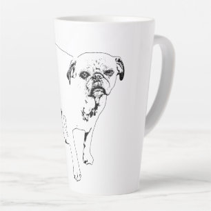 Knackig umrandeter Hund bringt moderne Morgenfreud Milchtasse