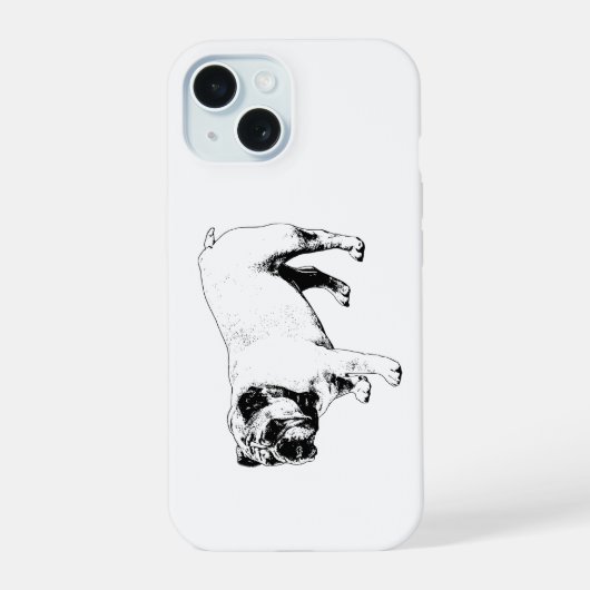 Knackige Bulldoggen-Form iPhone 15 Hülle (Rückseite)