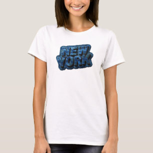 Knackige Navy NEW YORK 3D-Textkunst T-Shirt
