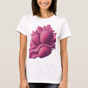 Knackige rosa ERDBEEREN UND KRISTALLE 3D-Textkunst T-Shirt
