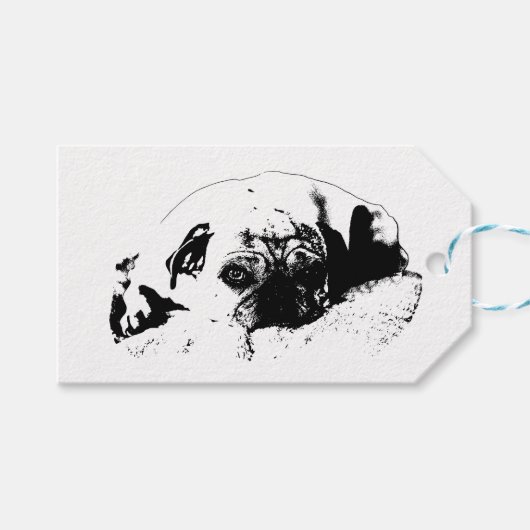 Knackiger Dank, Mops Freude Geschenkanhänger (Vorderseite (Horizontal))