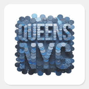 Knackiges Blau QUEENS NYC Geschenk-Aufkleber Quadratischer Aufkleber