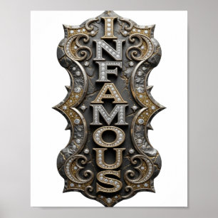 Knackiges Gold INFAMOUS Slogandesign Poster