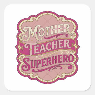 Knackiges Gold MOTHER TEACHER SUPERHERO Aufkleber