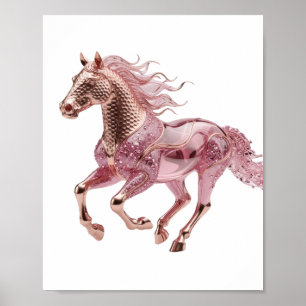 Knackiges Gold PINK GLAS PFERD Grafikdesign Poster