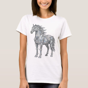 Knackiges Grau LOW POLY PFERD Druck T-Shirt