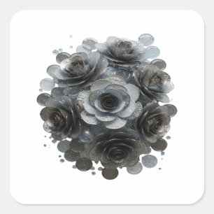 Knackiges graues abstraktes Vinyl-Design Quadratischer Aufkleber