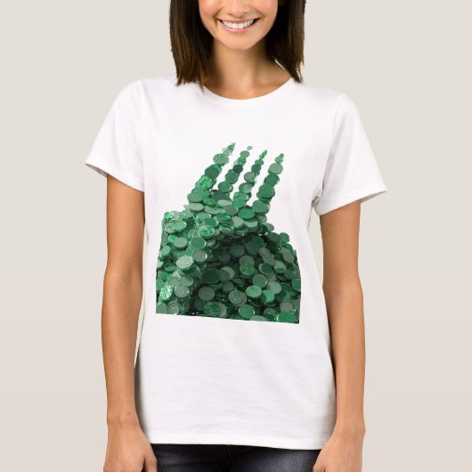 Knackiges Grün GREEN COINS Statement Design T-Shirt (Vorderseite)