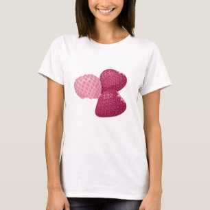 Knackiges Rosa ERDBEER-HERZEN Zitat-Design T-Shirt