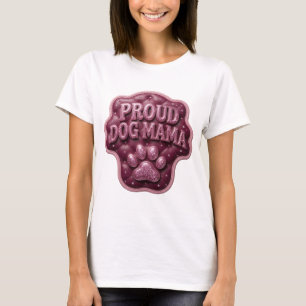 Knackiges Rosa PROUD DOG MAMA Grafikdesign T-Shirt