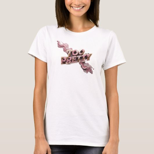 Knackiges rotes TOO PRETTY Textdesign T-Shirt (Vorderseite)