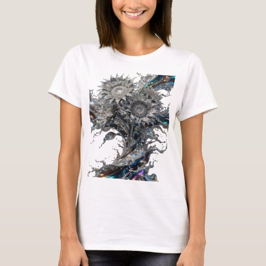 Knackiges Silber ABSTRACT ART Statement T-Shirt (Vorderseite)