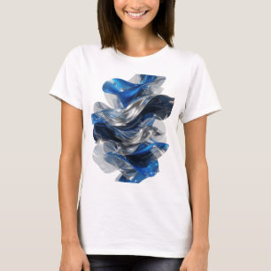 Knackiges Silber BLAUE UND SILBERNE WELLEN Shirt-D T-Shirt