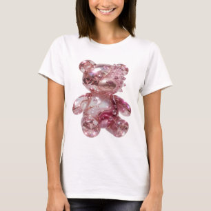 Knackiges Silber DIAMANT-TEDDYBÄR 3D-Textkunst T-Shirt