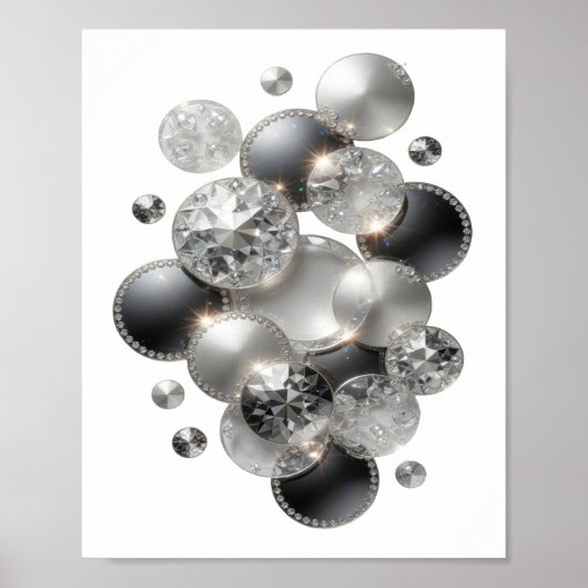 Knackiges Silber DIAMANTEN SIND EIN MÄDCHENS BESTE Poster (Vorne)