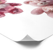 Knackiges Silber DREI ROSA TEDDYBÄREN Design Poster (Ecke)