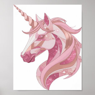 Knackiges Silber-EINHORN-Design Poster