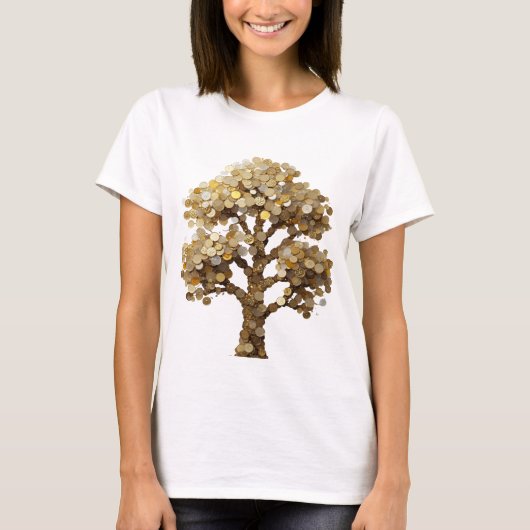 Knackiges Silber GELDBAUM Custom Design T-Shirt (Vorderseite)