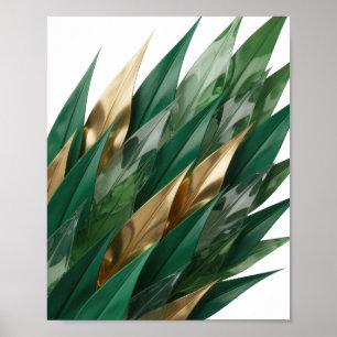 Knackiges Silber GOLDENE BLÄTTER Künstlerisches Mo Poster