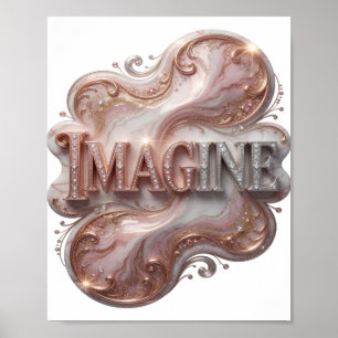 Knackiges Silber IMAGINE Text Design Poster