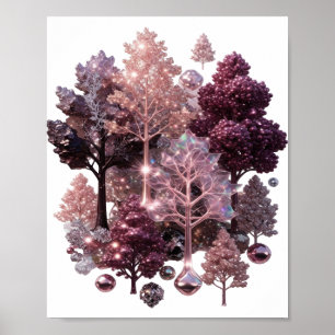 Knackiges Silber LEUCHTENDE BÄUME Poster