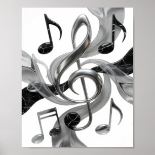 Knackiges Silber MUSIC IN MOTION Slogan Design Poster