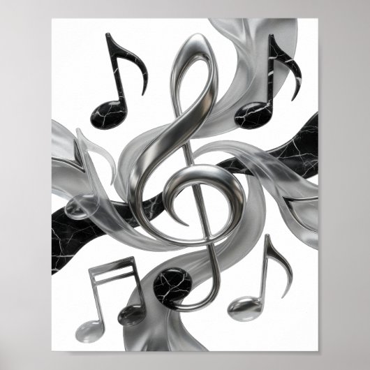 Knackiges Silber MUSIC IN MOTION Slogan Design Poster (Vorne)
