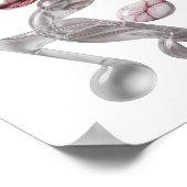 Knackiges Silber-MUSIKNOTEN-Print Poster (Ecke)