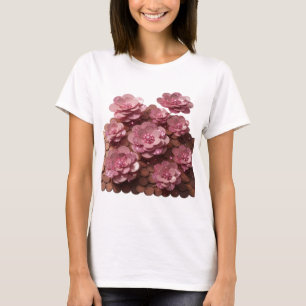 Knackiges Silber PINK BLUMEN UND MÜNZEN Design T-Shirt