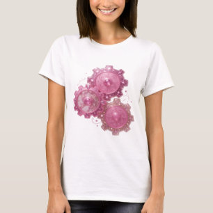 Knackiges Silber PINK GETRIEBE MASCHINE Druck T-Shirt