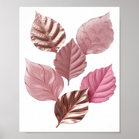 Knackiges Silber PINK LEAVES Slogan Design Poster (Vorne)
