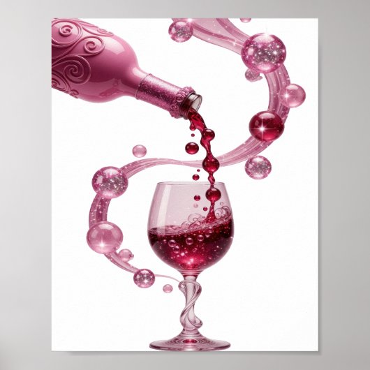Knackiges Silber PINK WINE Druck Poster (Vorne)