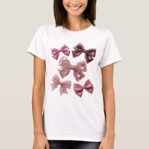 Knackiges Silber-Rosa-Schleifen-Shirt-Design T-Shirt
