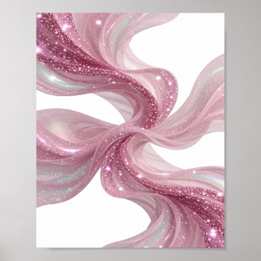 Knackiges Silbernes PINK GLITTER-WELLEN 3D-Textkun Poster (Vorne)
