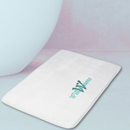 Knackiges Weiß Türkises Monogramm Name Badematte