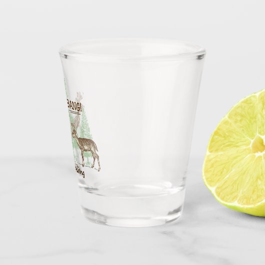 Knall! Gerade scherzend! Jagd-Spaß Schnapsglas (Rechts)