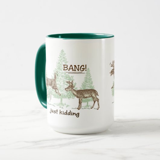 Knall! Gerade scherzend! Jagd-Spaß Tasse (Vorderseite Links)