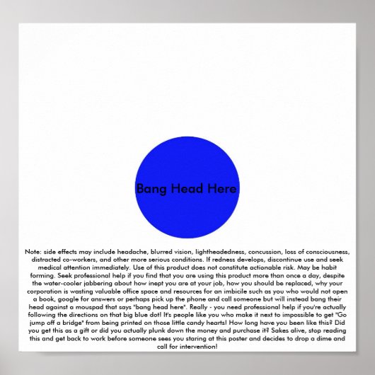 Knall Head Here (mit Disclaimer) Poster (Vorne)