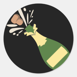 Knallende Champagne Emoji Runder Aufkleber