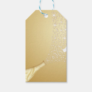 Knallende Champagne im Gold Geschenkanhänger