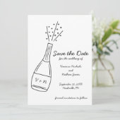 Knallende Champagnerflasche Save-the-Date Einladung (Stehend Vorderseite)
