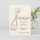 Knallende Champagnerflasche Save the Date Einladung (Stehend Vorderseite)