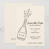 Knallende Champagnerflasche Save the Date Einladung (Vorne/Hinten)