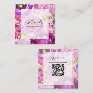 Knallige rosa lila lebendige Blumen Hochzeitsdetai Quadratische Visitenkarte