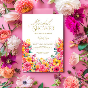 Knallrosa Blumen Helle Blumen Brautparty Einladung