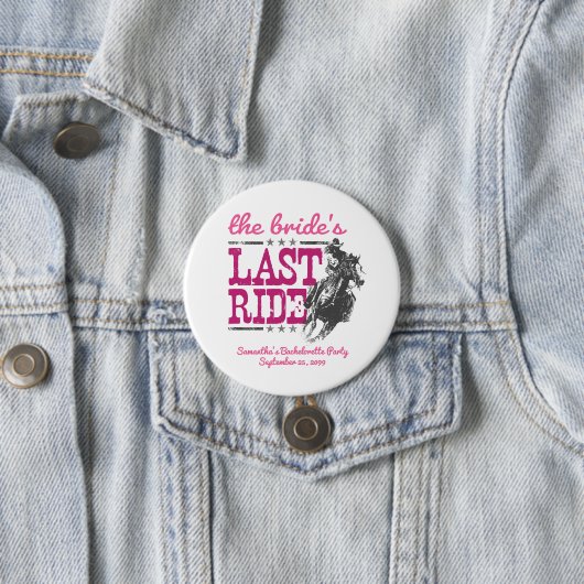 Knallrosa Die letzte Fahrt der Braut Button (Beispiel)