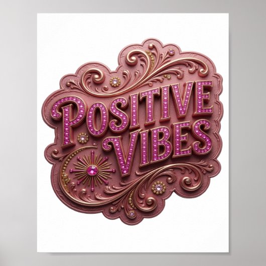 Knallrosa POSITIVE VIBES Poster (Vorne)