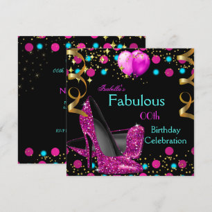 Knallrosa Türkisblaue High Heels Schuhe Geburtstag Einladung