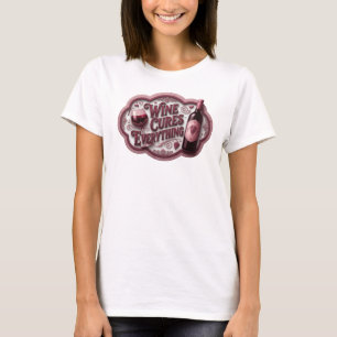 Knallrosa WINE HEILT ALLES Druck v2 T-Shirt