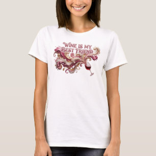 Knallrosa WINE IS MY BEST FRIEND Shirt-Design T-Shirt